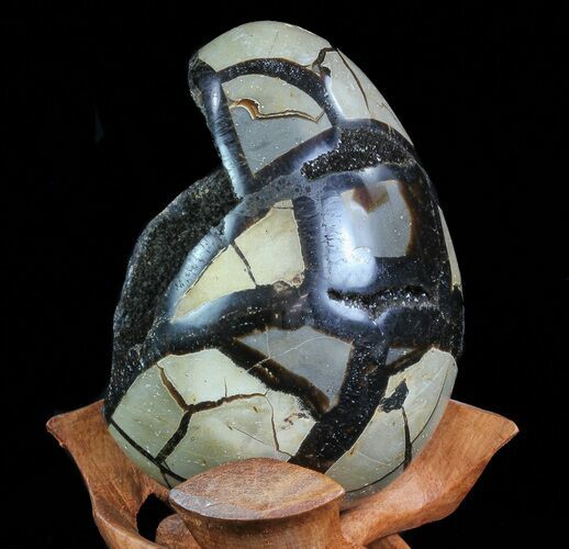 Septarian Dragon Egg Geode - Black Crystals #71985